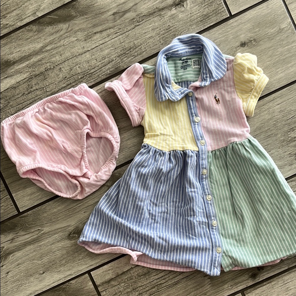 Colorful Striped Baby Dress with Bloomers-  Ralph Lauren